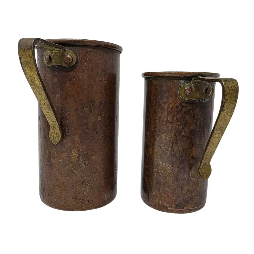 Vintage Copper Measuring Cups Set of 4 Nesting Hand Stamped Farmhouse Decor